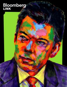 POSTER: "Juan Manuel Santos" - Latin America Investing Conference Illustrations by Matt Cauley / Iron-Cow